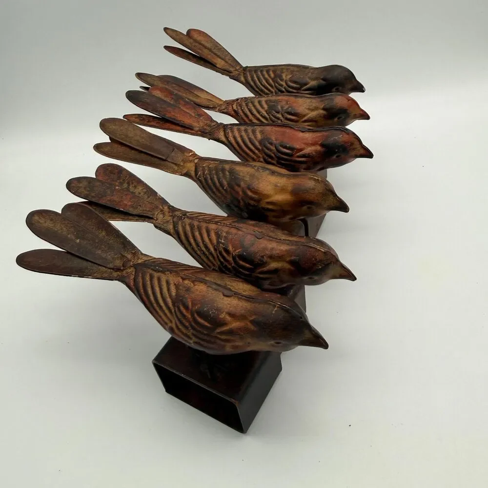 Rustic Bird Metal Napkin Rings Set of 6 - Farmhouse Table Decor Z Gallerie
